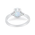 thumbnail image 4 of Three Stone Oval Engagement Ring Lab Created White Opal 925 Sterling Silver Size 9, 4 of 5