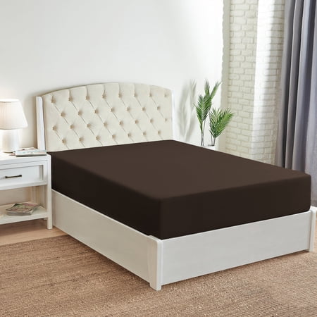 Mellanni Fitted Sheet with up to 16 Deep Pocket Soft Microfiber 1 Piece Queen Brown