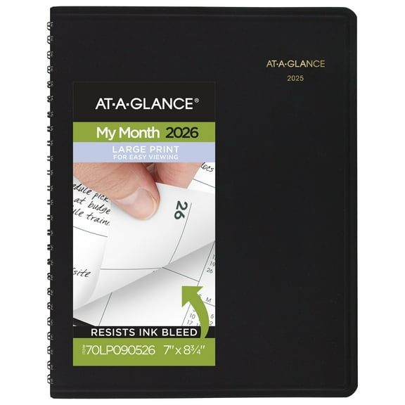 AT-A-GLANCE Large Print 2026 Monthly Planner Black Medium 7 x 8 34 - Monthly