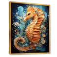 thumbnail image 2 of Designart "Symphony of Seahorses in Orange and Blue I" Animals Framed Wall Art - Traditional Orange Seahorse Entryway Framed Wall Art Print, 2 of 6