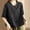 Black, variant on SNKSDGM Women's Plus T Shirts for Women Loose Fit Beach Vacation Clothes for Women Plus Size 3X Vintage Linen Cardigan Shirt for Women Short Sleeve Button Up Top with Pocket Casual Style Xxxl