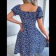 thumbnail image 5 of Vestido Corto de Verano para Mujer, con Cuello en Forma de A, Mangas Abullonadas y Cordón Ajustable Azul Marino M, 5 of 7