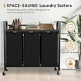 thumbnail image 7 of Laundry Hamper, Laundry Basket, Laundry Sorter with 3 Removable Bags, Clothes Basket with 3 Compartments, Wheels, Shelf for Laundry Room Bathroom Bedroom (3 Bags-Black), 7 of 7