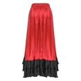 thumbnail image 4 of inlzdz Women Spanish Flamenco Dance Skirt Ruffle Trim Irregular Hem Big Swing Skirts for Tango Salsa Red L, 4 of 7
