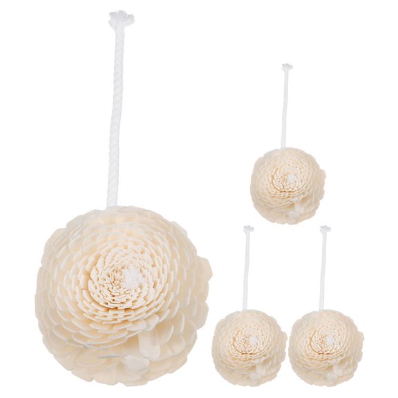 Baluue 4Pcs Natural Wood Flower Diffuser Replacement with Cotton Rope for Home Use and Elegant Decor