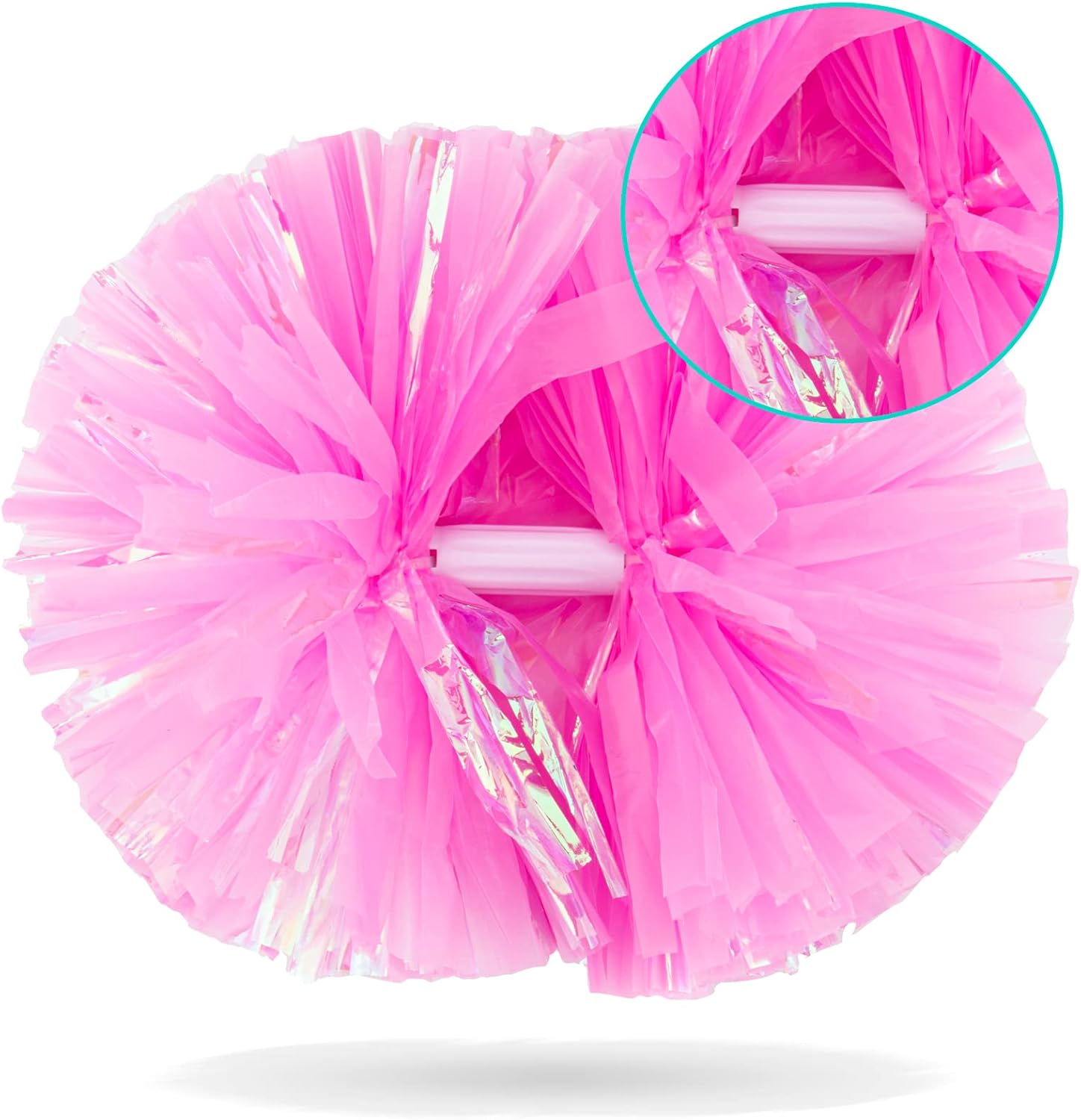 AOPANDA  Cheerleading Pom Poms with Baton Handle for Team Spirit Sports Dance Cheering Kids Adults(Pink and 10PCS）