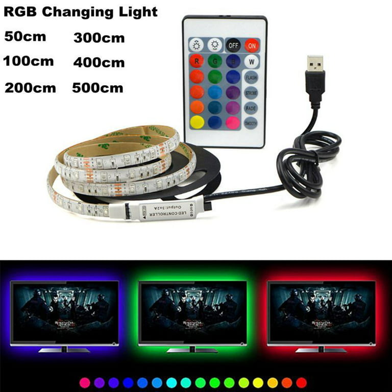 LED-strip, RGB med fjärrkontroll & USB - 3 Meter