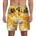 thumbnail image 2 of Picia Honey Bee pattern Mens Swim Trunks with Compression Liner Stretch Beach Shorts Quick Dry with Zipper Pockets No-Chafing Board Shorts-, 2 of 9
