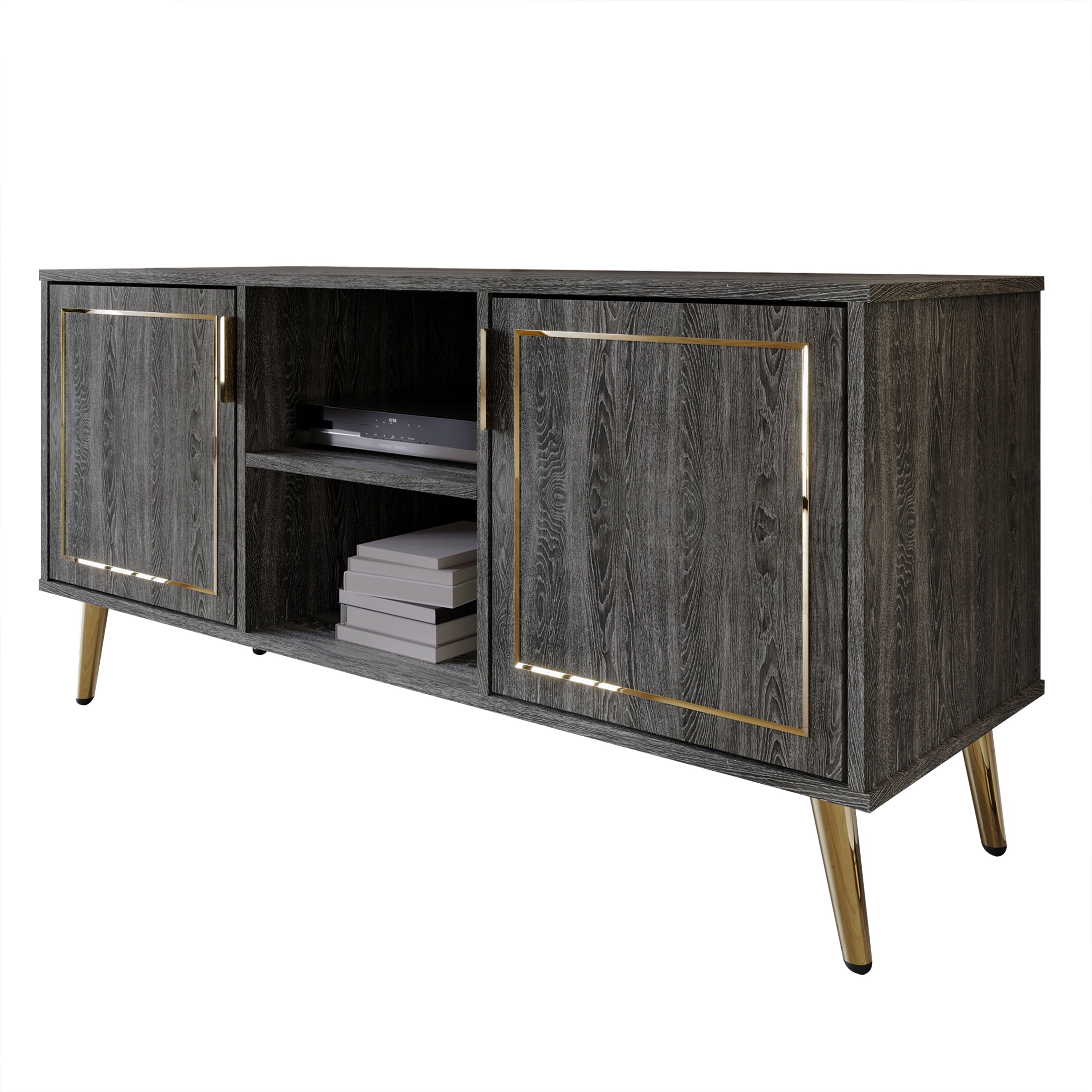 Castle Place Glam 47" TV Stand Console for TVs up to 55", Dark Gray