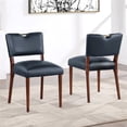 thumbnail image 3 of Bonito Midnight Blue Faux Leather 5-piece Dining Set in Walnut Wood Finish, 3 of 12