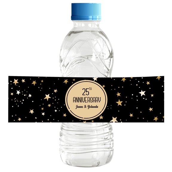 Darling Souvenir WaterBottleLabels For Anniversary Star Self Adhesive Party Collection Great For Wedding Anniversary- Pack Of 32