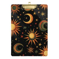 FORMRS Acrylic Clipboard with Low Profile Clip Standard A4 Letter Size, 12.5" x 9", Sun Moon and Stars Pattern