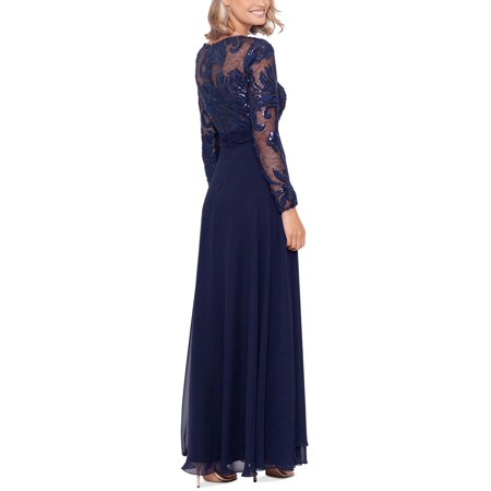 Xscape Sheer Illusion Beaded A Line Gown