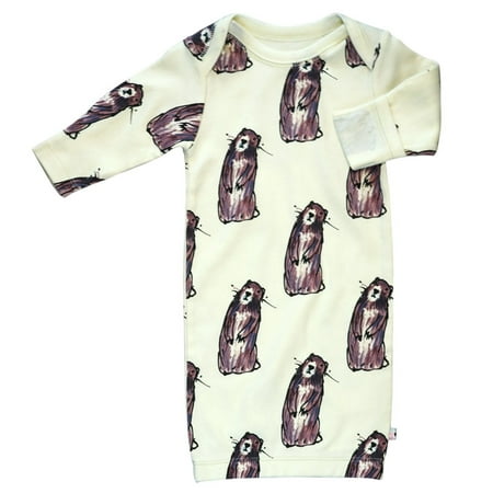 

Babysoy Long Sleeve Baby Infant Animal Pattern Gown/Newborn Sleep sac with Mittens (Marmot 6-9 Months)