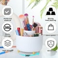 thumbnail image 6 of AOWOO Makeup Brush Holder Organizer, 360 Degree Rotating Brush Holder, Eye Shadow Brush Lipstick Case, Cosmetic Storage, 5 Slot Makeup Brushes Cup Tray for Bathroom, Desk Storage(White), 6 of 7