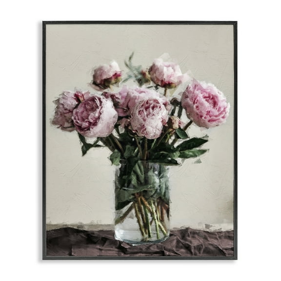 Stupell Industries Jar Of Roses Botanical & Floral Painting Black Framed Art Print Wall Art, 11 x 14