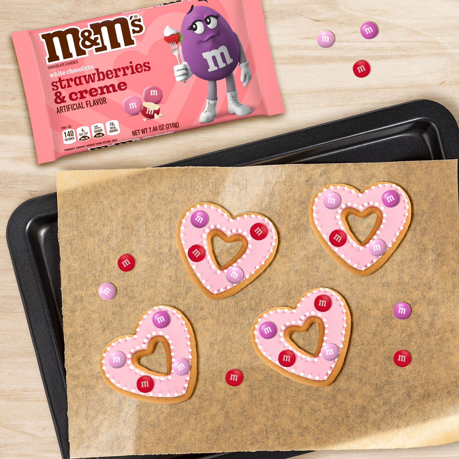 M&M's White Chocolate Strawberries & Cream Valentines Day Candy Mix - 7.44 oz Bag