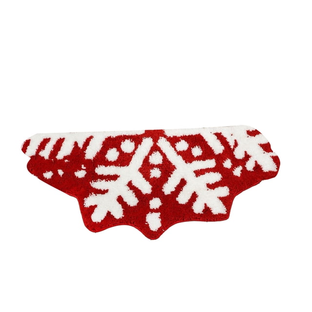 TIELUTT Red Christmas Snowflake Bathroom Carpet Semi Circular Snowflake Bathroom Throw Blanket Large Throw Carpet Room Shaggy Rug for Bedroom Area Rugs for Bedroom Living Room Rug for Kids Room