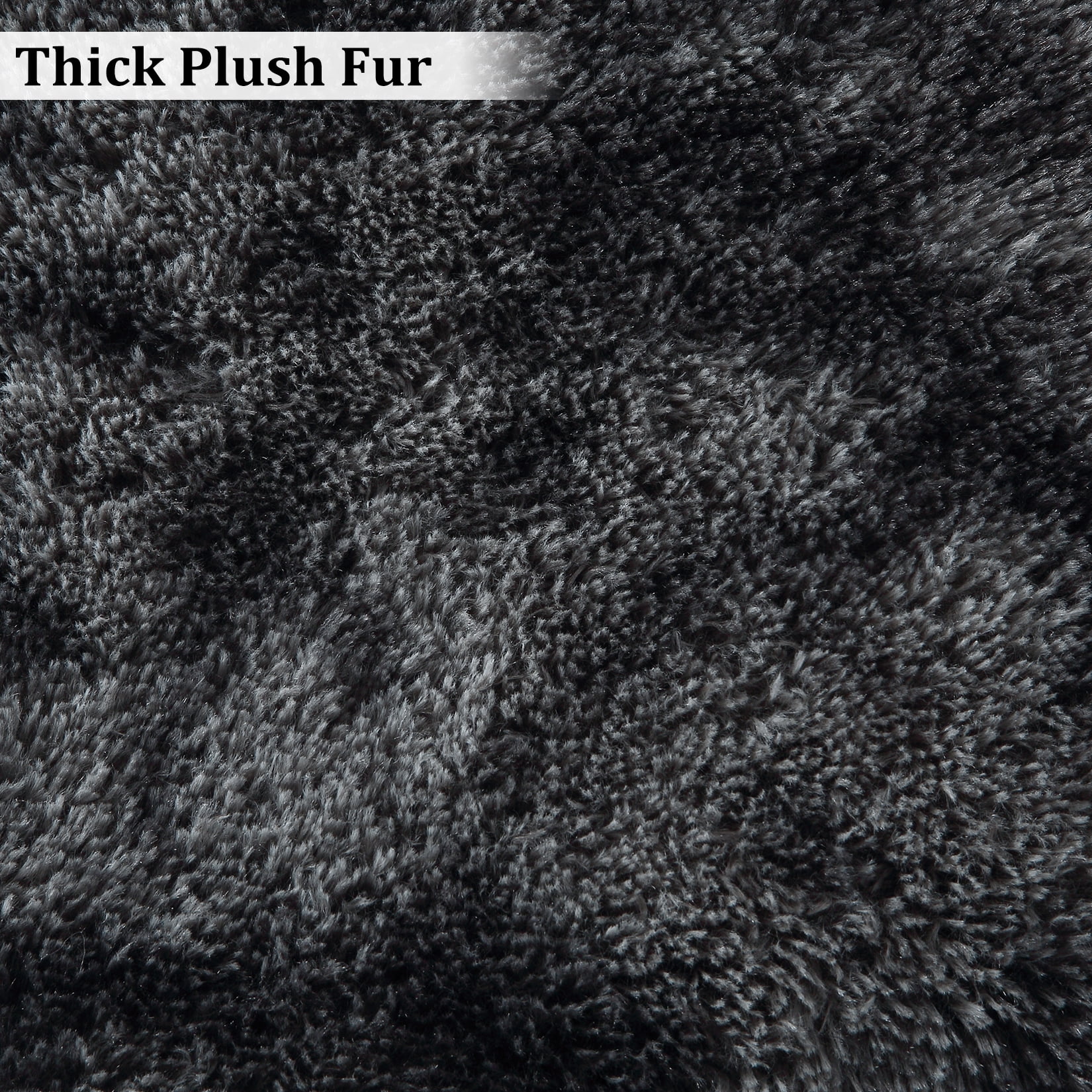 ZACOO 9' x 12' Extra Large Shag Area Rug Fluffy Carpets Fuzzy Non-Skid Furry Plush Area Rugs for Home Decor, Black Gray