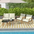 thumbnail image 4 of Costway 5 Piece Rattan Furniture Set Wicker Woven Sofa Set with Solid Acacia Wood Frame, 4 of 10