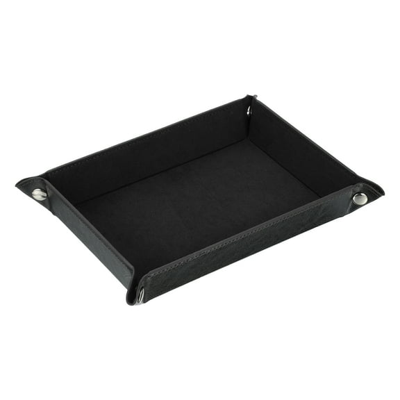Uxcell PU Leather Valet Tray, 10.6 x 8.2 x 1.5" Rectangle Jewelry Tray, Black