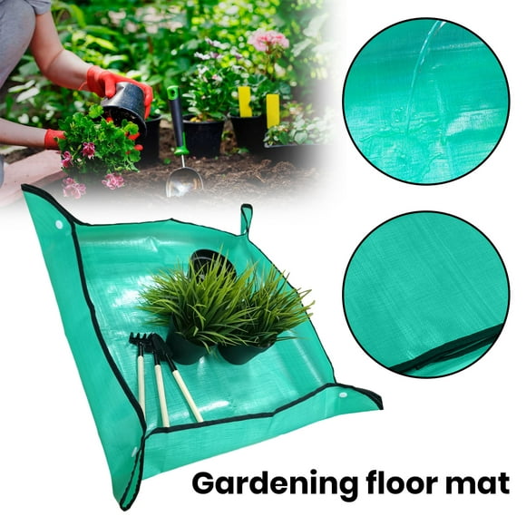 Trayknick Indoor Plant Repotting Mat for Transplanting and Potting Soil Mess Control Portable Potting Tray Succulent Plant Mat Indoor Gardening Tools Gardener Gifts Green