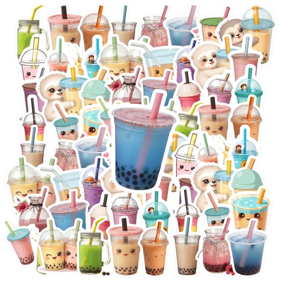 35pcs Cute Boba Stickers Animal Drink Stickers Kawaii Boba Tea Stickers for Notebooks Laptops Suitcases