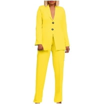 biudgviw 2 Piece Suit Sets for Women Long Sleeve Dressy Blazer High Waisted Straight Leg Pants Business Casual Outfits