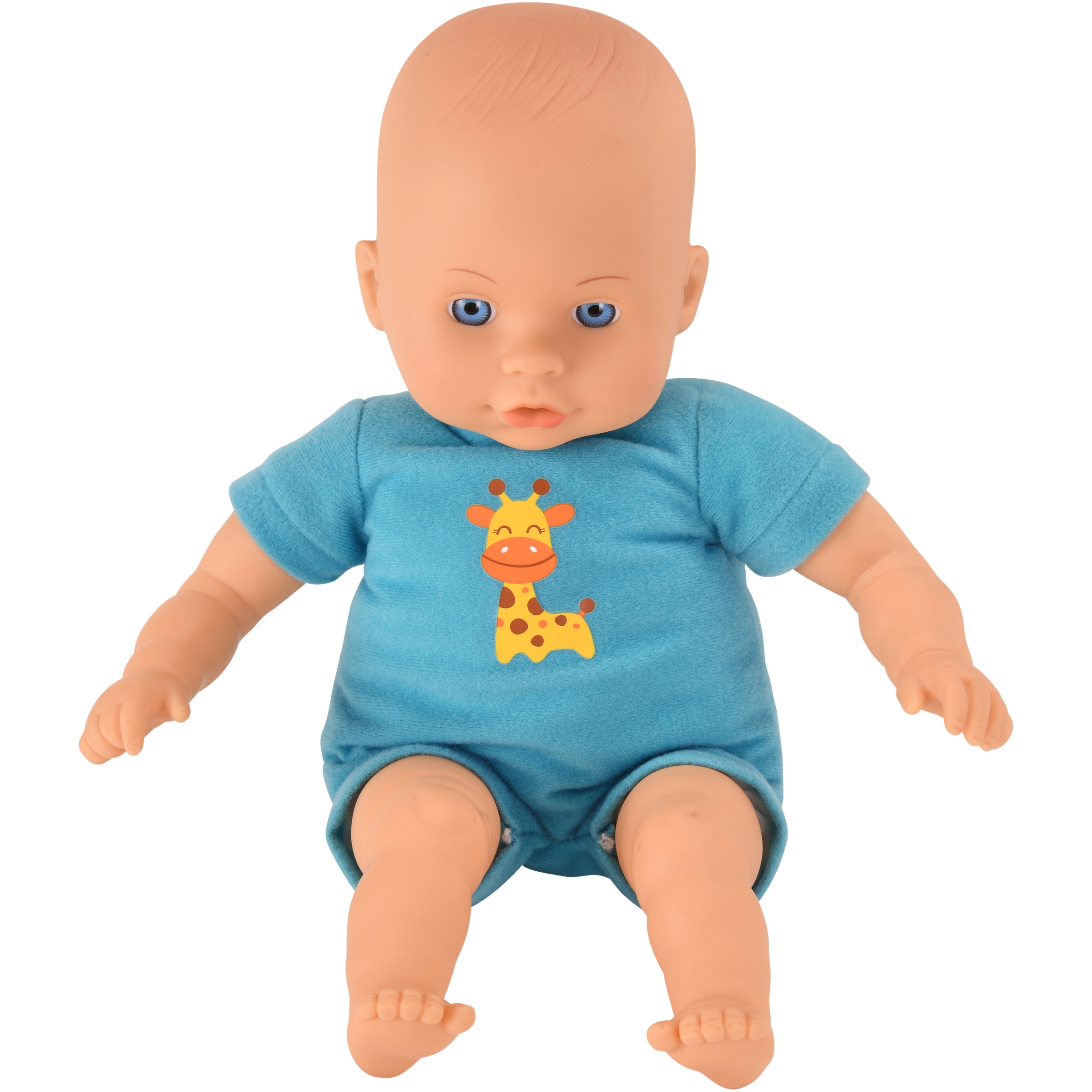 My Sweet Love 13" Soft Baby Doll with Sewn-on Teal Giraffe Outfit