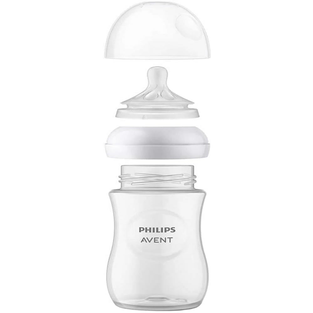 Philips Avent Natural Baby Bottle With Natural Response Nipple, Clear, 4oz, 3 pack, SCY900/03, Avent Natural Bottle Clear 4oz 3pk