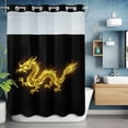thumbnail image 2 of Dragons Flames No Hook Shower Curtain with Snap in Liner Yellow Dragons Abstract Art Black Background Waterproof Bathroom Shower Curtain with See Through Top Window for Bathtub 60" x 72", 2 of 9