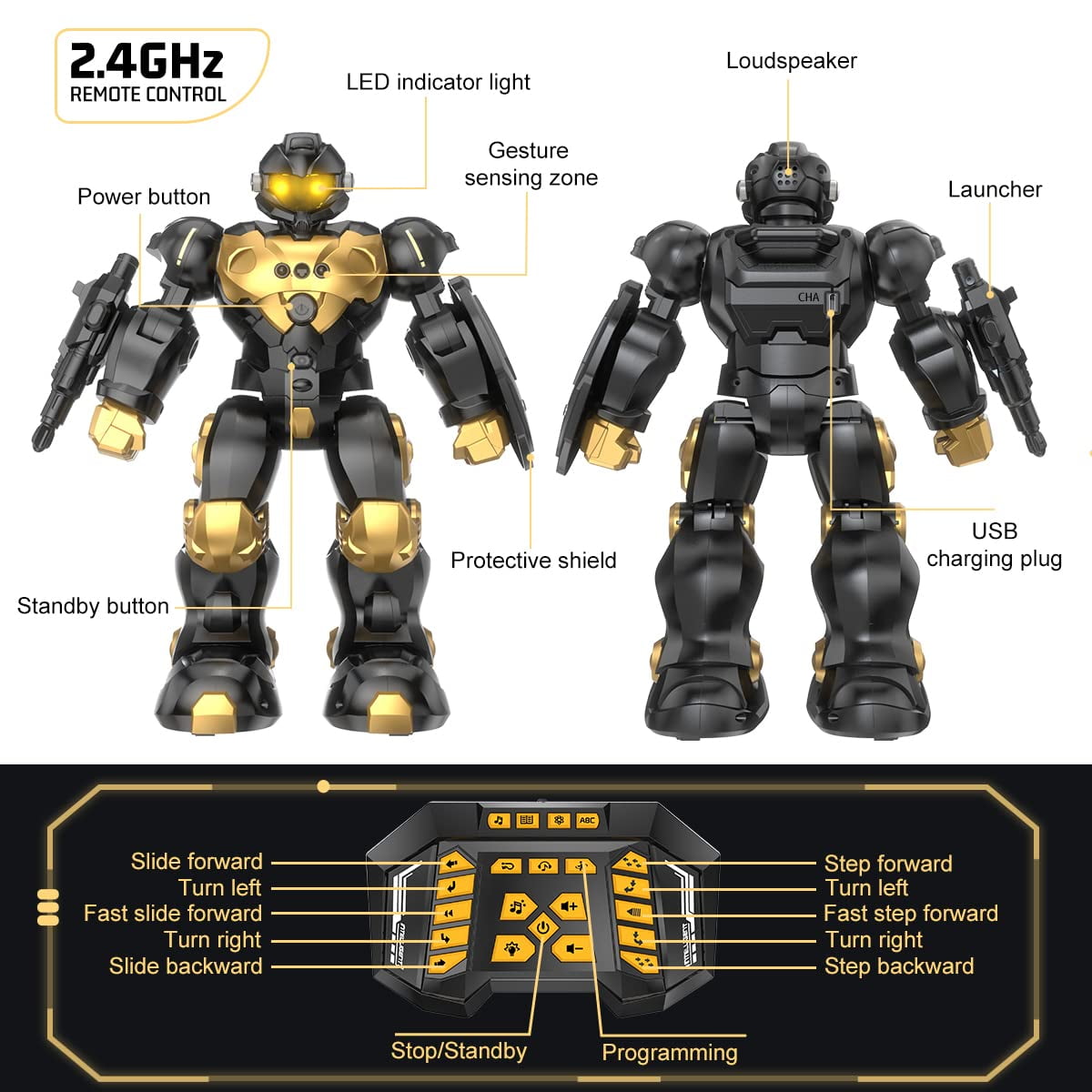 RC Robot Toys for Kids 3 4 5 6 7 8, Smart Programmable Robot with Gesture Sensing, Remote Control Robot for Boys Girls Age 3 4 5 6 7 8-12, Rechargeable