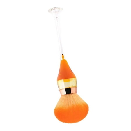 Glass Makeup Brush Soft Nail Dust Remover Brush Tools - Orange, 19x2.5cm