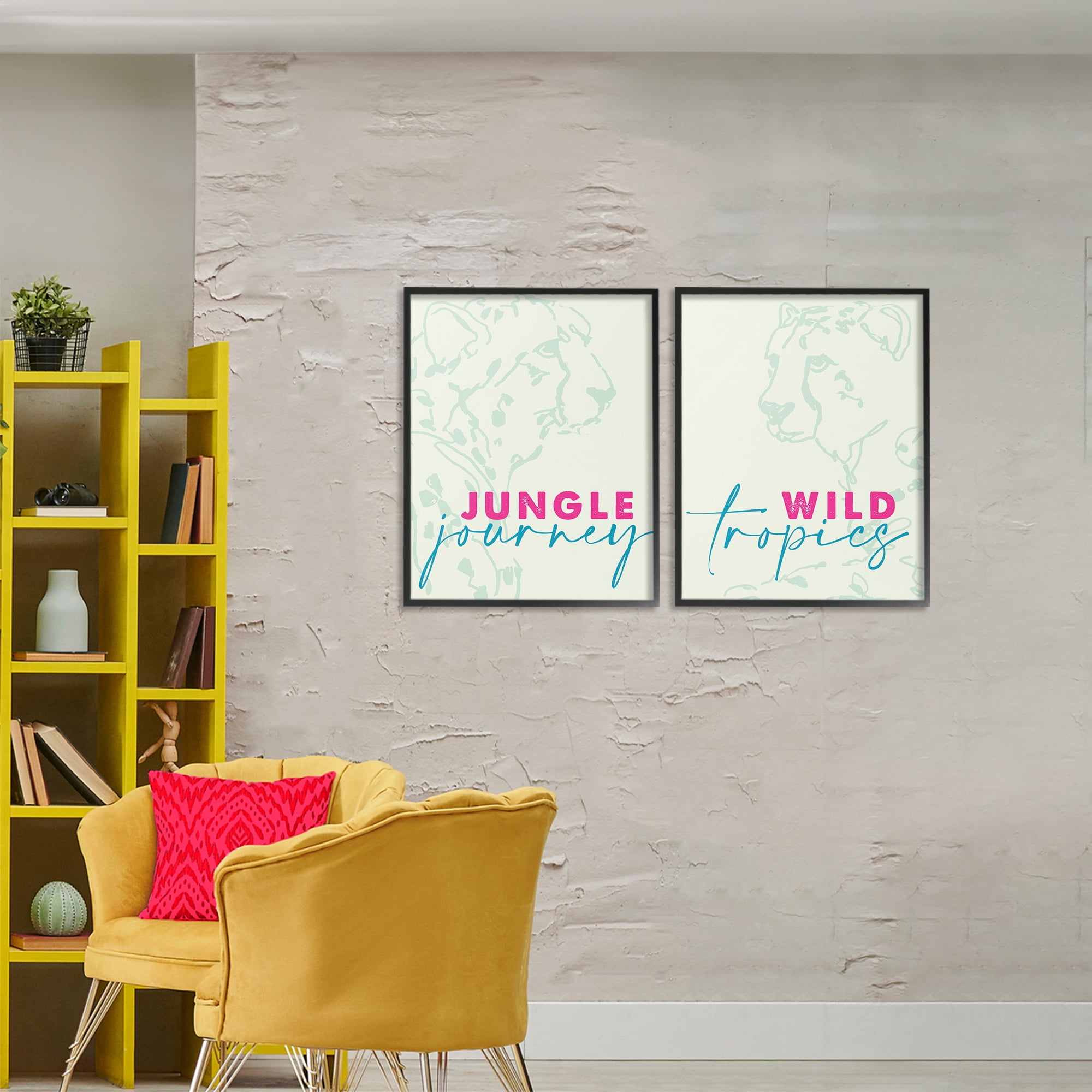 Stupell Industries Wildlife Phrases Cheetahs 2 Piece Black Framed Giclee Art Set, design by Lanie Loreth
