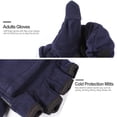 thumbnail image 4 of PAMINGONO 1Pair Blue Half Finger Gloves with Flap Cover for Men Thermal Outdoor Use, 4 of 8