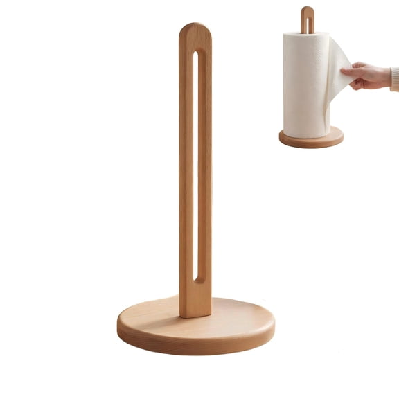 Wooden Paper Towel Holder Stand for Jumbo Roll - Stylish Kitchen Paper Rack, Bathroom Towel Roll Stand Organizer, Solid Wood Simply Standing Countertop Paper Roll Holder, Large