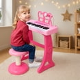 thumbnail image 2 of Piano Musical Infantil Electrico con Banco y Microfono, Graba Sonidos Musicales para Niño y Niña, 2 of 13