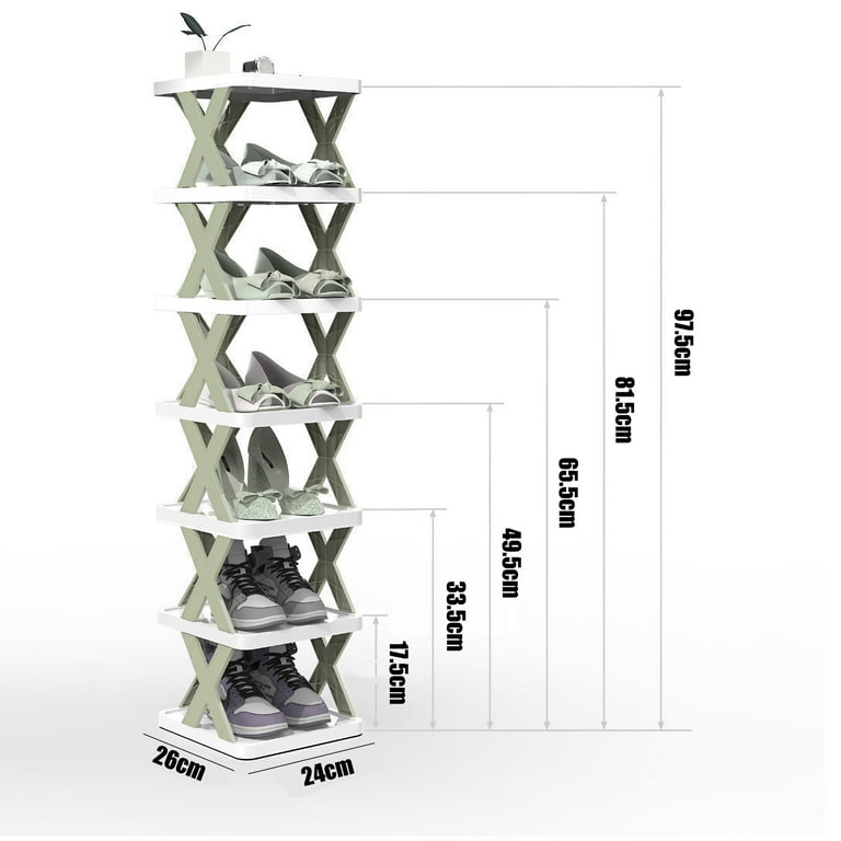 6 Tiers Vertical Shoe Tower, Narrow Corner Shoe Rack, Folding Shoe