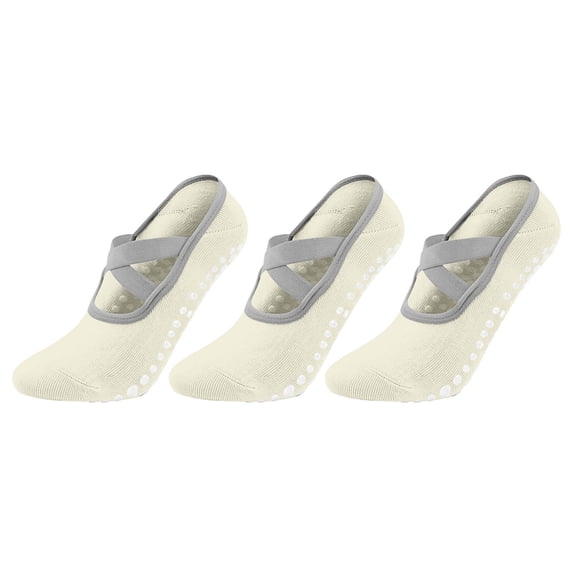 Ynynloco 3 Pack Pilates Socks Yoga Socks with Grips for Women Non Slip, Workout, Pure Barre, Ballet, Dance, Hospital Socks