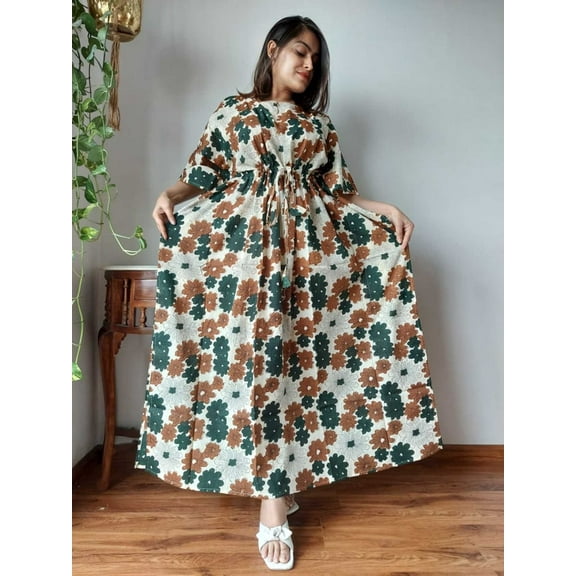 Designer organic Hand Block Print Cotton Kaftan women: organic kaftan, beach wear, resort wear, loungewear, cotton boho dress