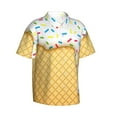 thumbnail image 2 of Balery White Ice Cream Print Men's Hawaiian Shirts Short Sleeve Beach Shirt Relaxed Fit Vacation Button Down Shirts-Medium, 2 of 9
