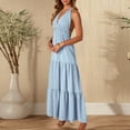 thumbnail image 6 of YABCSAZ Women's Maxi Dress Summer Casual Floral Printed Sleeveless Sundress V Neck Wrap Vacation Cocktail Long Dresses with Pockets, 6 of 7