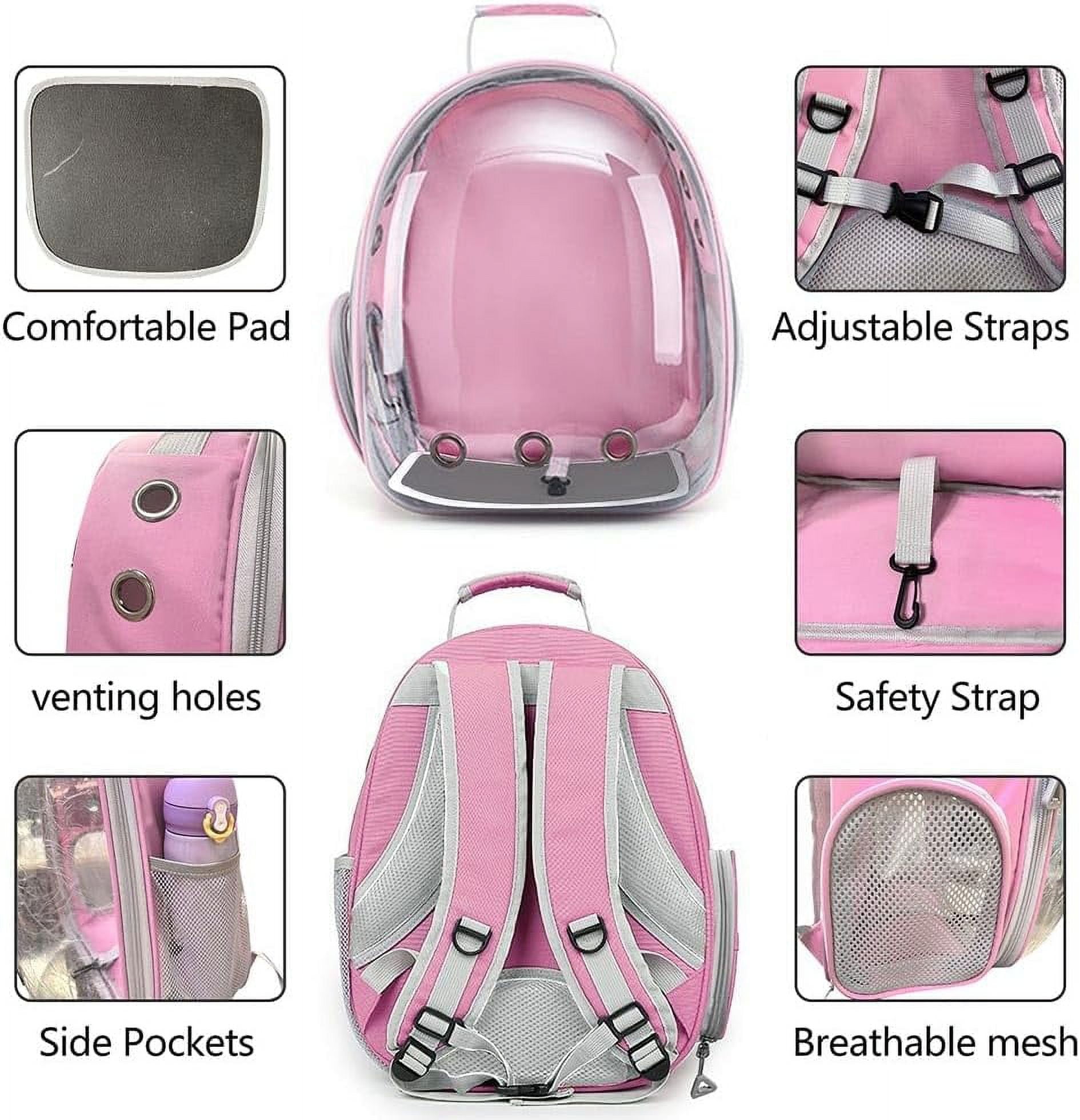 Cat Backpack Carrier,Pet Bubble Carrying Bag Airline Approved, Pet Travel Carrying Bag for Small Medium Cats and Puppy with Hiking Walking Outdoor Use(Pink)