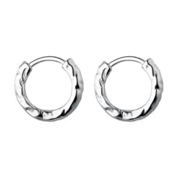 K-KED 925 Sterling Solid Silver 10MM Round Hoop Earrings Christmas Winter December-Silver