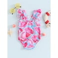 thumbnail image 2 of CIYCuIT Toddler Little Girls Cute One Piece Swimwear Watermelon Print Sleeveless Ruffle Monokini Swimsuit 12M 18M 24M 3T 4T 5T Kids Casual U-neck Summer Bathing Suit, 2 of 8
