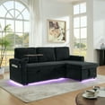 thumbnail image 7 of Barara King Convertible Sofa Bed with Retractable Table and LED Lighting, Sleeper Bed with USB Charging Ports and Cup Holders for Living Room, Office, Small Places, Black, 7 of 7