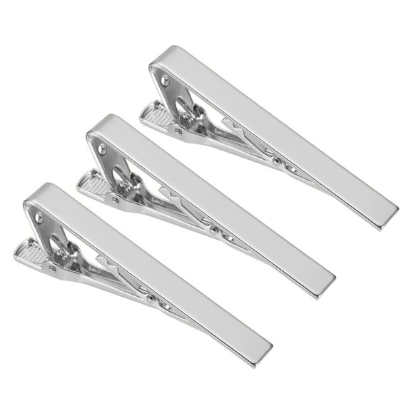 3 Pcs Skinny Tie Clips for Men, Copper Suit Tie Clips Men Tie for Father, Husband, Lover(Silver, Glossy)