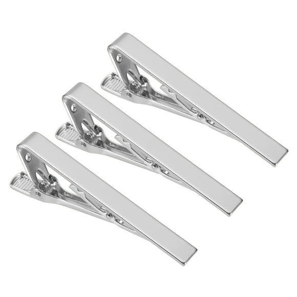 3 Piezas de Clips de Corbata Delgados para Hombres, Clips de Corbata de Cobre para Traje para Padre, Esposo, Amante (Plata, Brillante)