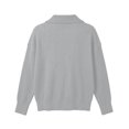 thumbnail image 5 of XIAONU Solid Shawl Collar Ribbed Knit Sweater For Women Loose Long Sleeve Daily Pullover Shirts, 5 of 5