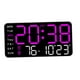 thumbnail image 2 of Reloj despertador digital con 5 niveles de brillo ajustables, pantalla grande, reloj de pared LED digital Luz violeta, 2 of 9